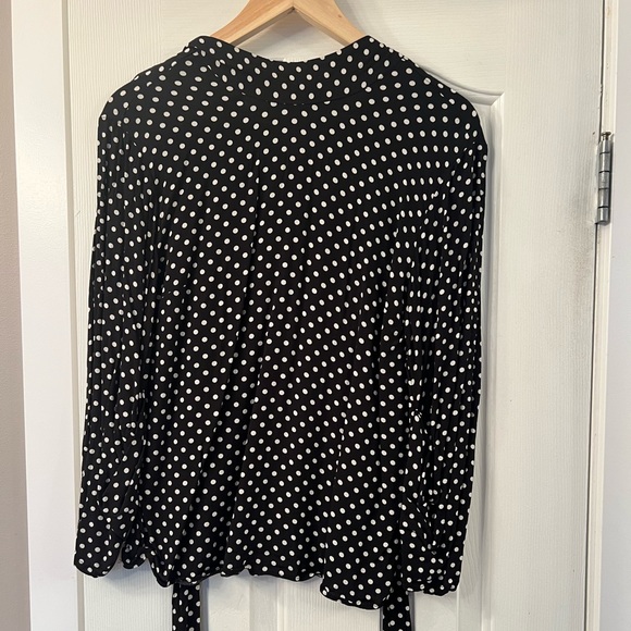 Zara women black white polka dot tie blouse - Picture 6 of 6